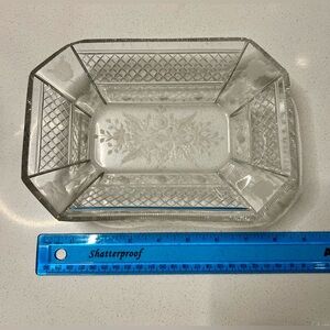Signed Tuthill RARE Floral Cut Glass Rectangular Tray, American Brilliant Period